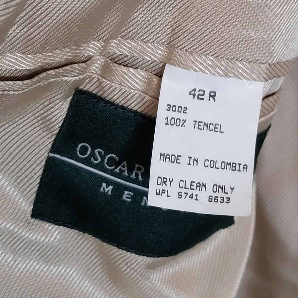 Oscar de la Renta Mens‎ 42R Blazer Slate Blue 100% Tencel 3-Button Jacket Suit